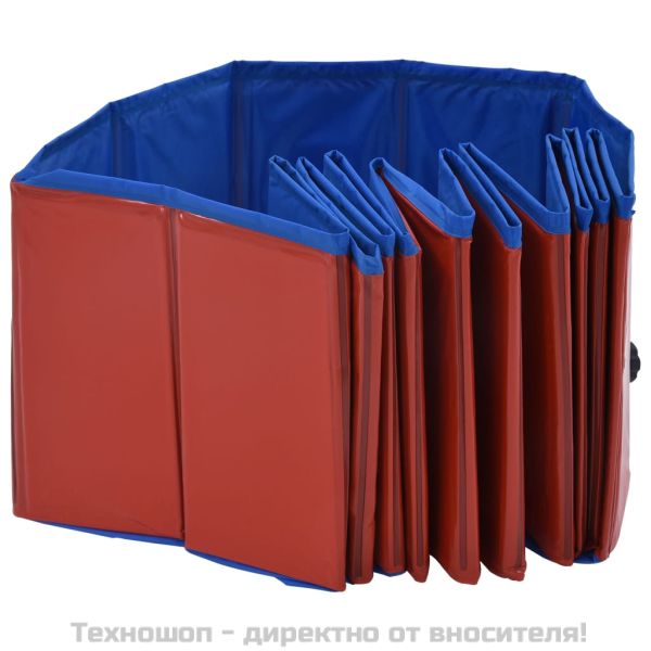 Сгъваем басейн за кучета, червен, 120x30 см, PVC