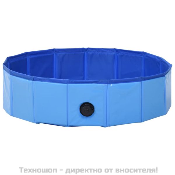 Сгъваем басейн за кучета, син, 80x20 см, PVC
