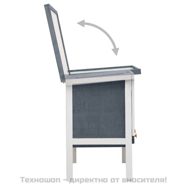 Външна клетка за зайци, 1 отделение, сива, дърво