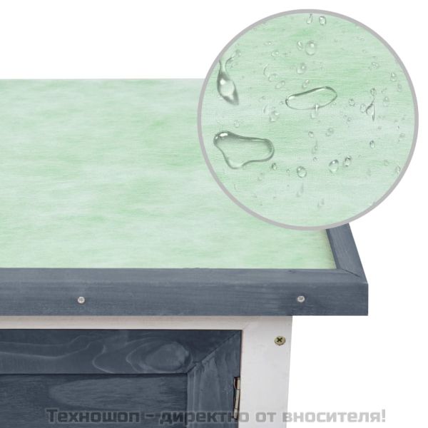 Външна клетка за зайци, 1 отделение, сива, дърво