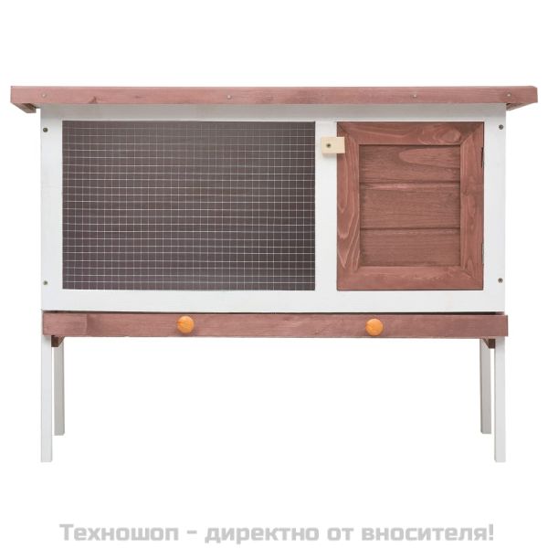 Външна клетка за зайци, 1 отделение, кафява, дърво