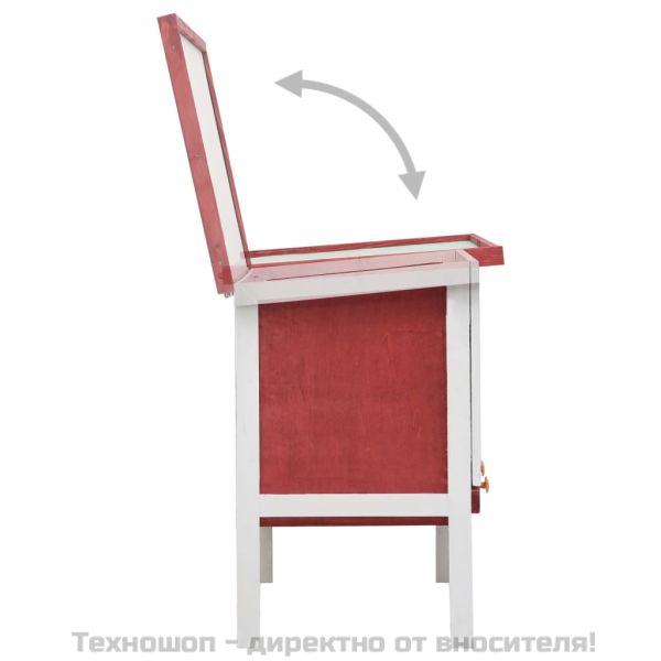 Външна клетка за зайци, 1 отделение, червена, дърво