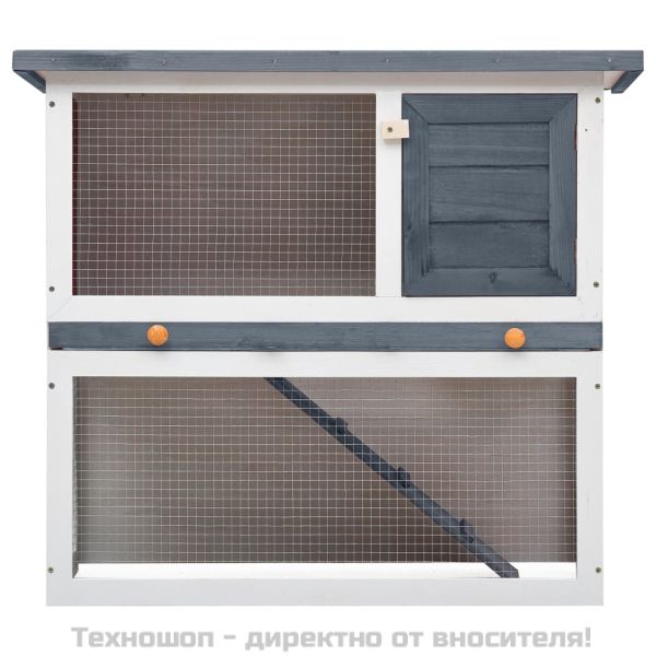 Външна клетка за зайци, 1 врата, сива, дърво