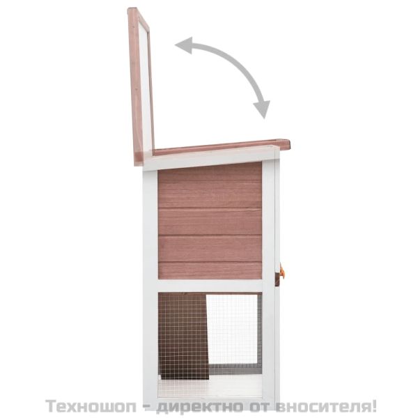 Външна клетка за зайци, 1 врата, кафява, дърво