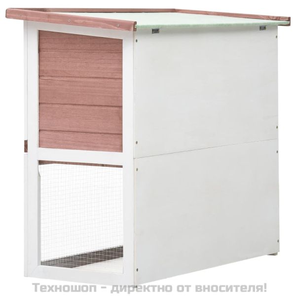 Външна клетка за зайци, 1 врата, кафява, дърво