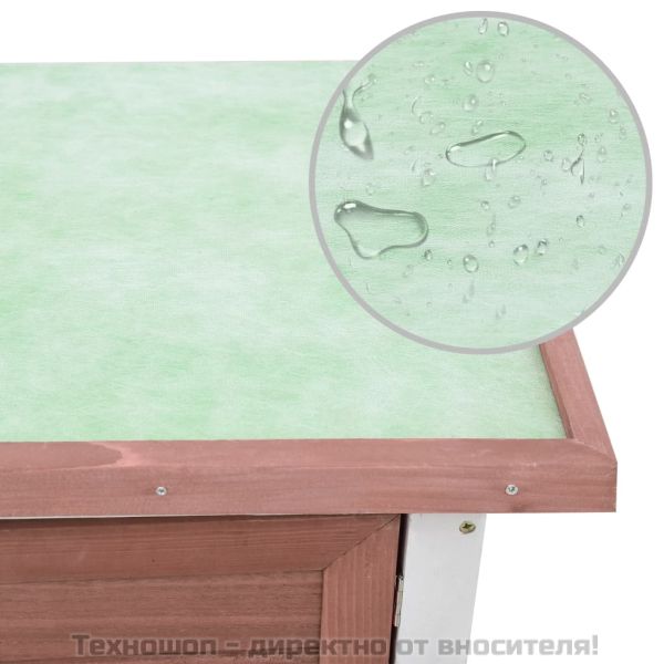 Външна клетка за зайци, 1 врата, кафява, дърво