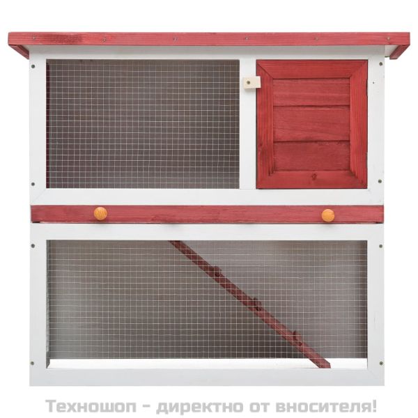 Външна клетка за зайци, 1 врата, червена, дърво