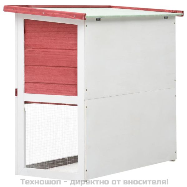 Външна клетка за зайци, 1 врата, червена, дърво