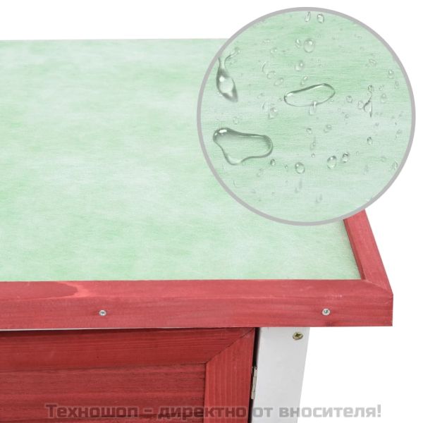 Външна клетка за зайци, 1 врата, червена, дърво