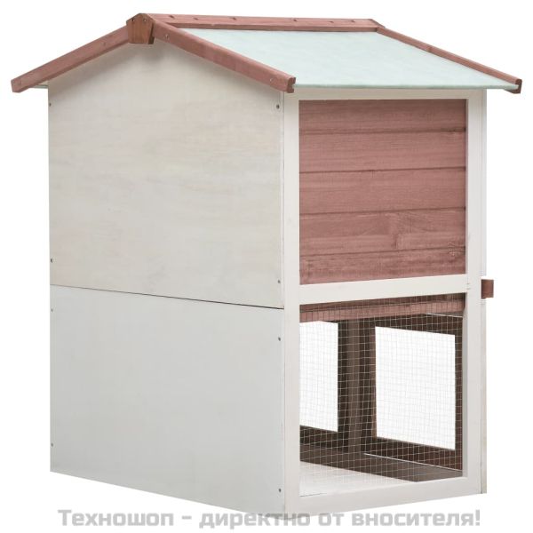 Външна клетка за зайци, 3 врати, кафява, дърво