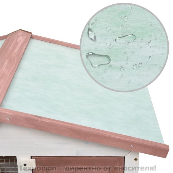 Външна клетка за зайци, 3 врати, кафява, дърво