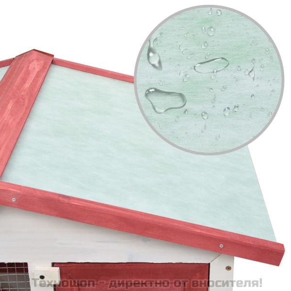 Външна клетка за зайци, 3 врати, червена, дърво