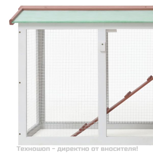 Външна голяма клетка за зайци кафяво и бяло 145x45x84 см дърво