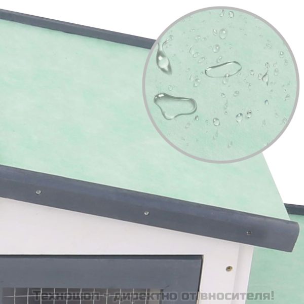 Външна голяма клетка за зайци, сиво и бяло, 201x45x85 см, дърво