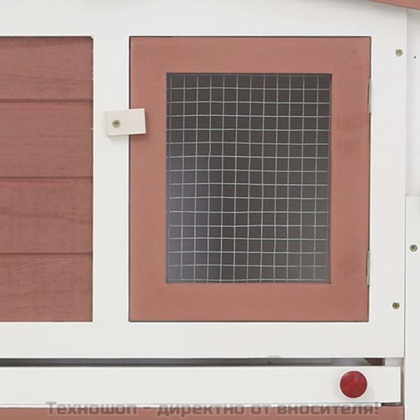 Външна голяма клетка за зайци кафяво и бяло 201x45x85 см дърво