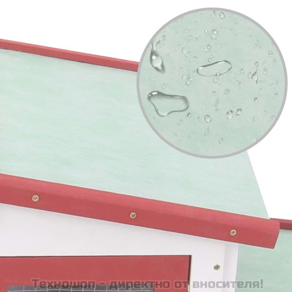 Външна голяма клетка за зайци червено и бяло 201x45x85 см дърво