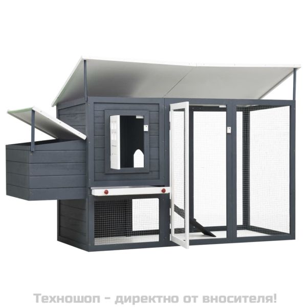 Кокошарник за открито с 1 отделение за яйца, сив, дървен