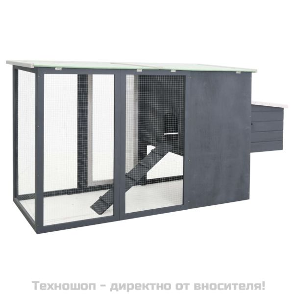 Кокошарник за открито с 1 отделение за яйца, сив, дървен