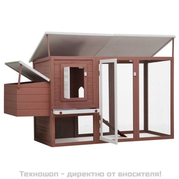 Кокошарник за открито с 1 отделение за яйца, кафяв, дървен