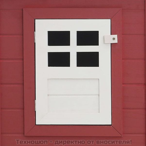 Кокошарник за открито с 1 отделение за яйца, червен, дървен