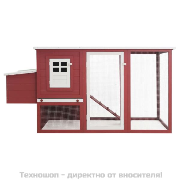 Кокошарник за открито с 1 отделение за яйца, червен, дървен