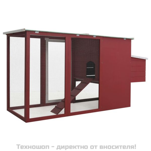 Кокошарник за открито с 1 отделение за яйца, червен, дървен