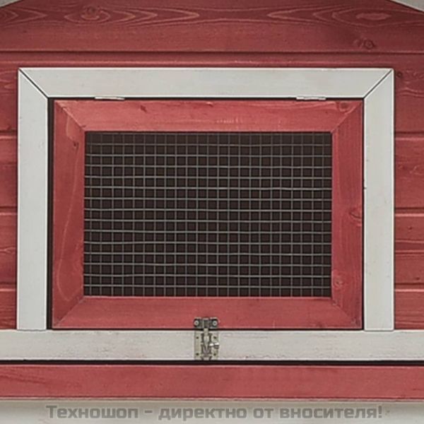 Клетка за зайци, червена, 310x70x87 см, чам и ела масив