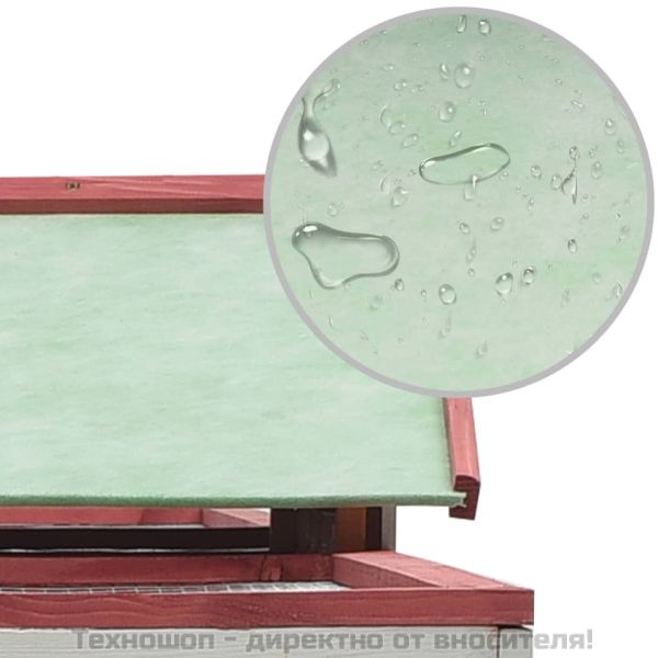 Клетка за зайци, червена, 310x70x87 см, чам и ела масив