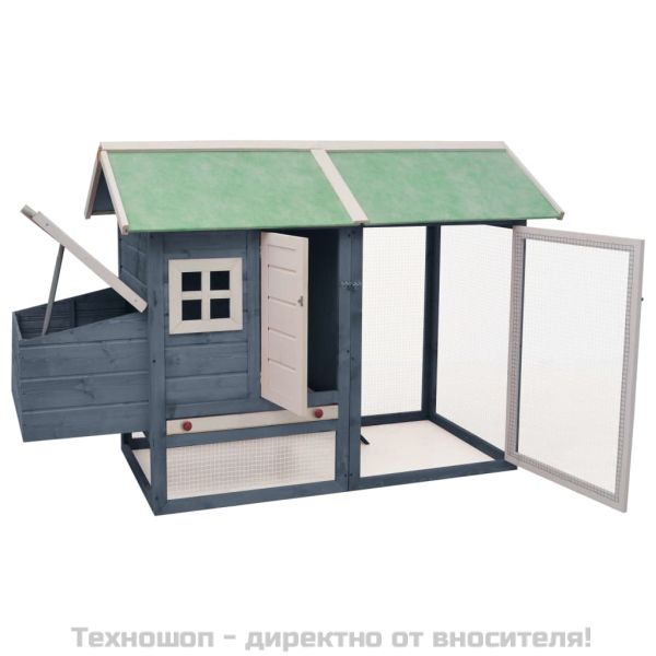 Клетка за пилета, сива, 170x81x110 см, чам и ела масив