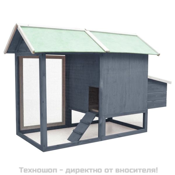 Клетка за пилета, сива, 170x81x110 см, чам и ела масив