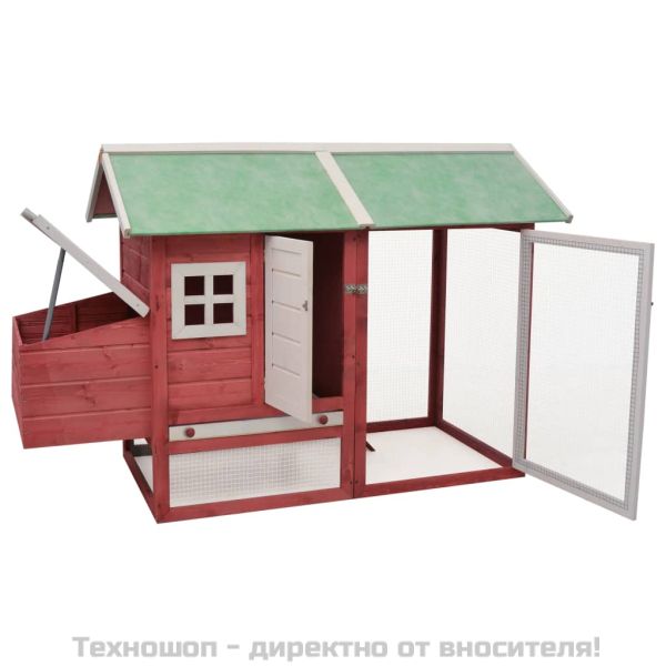 Клетка за пилета, червена, 170x81x110 см, чам и ела масив