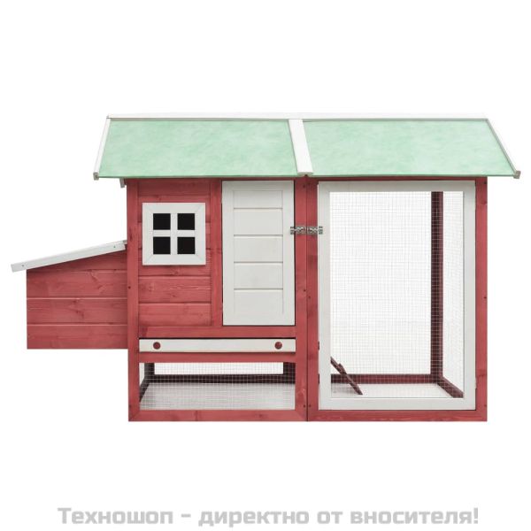 Клетка за пилета, червена, 170x81x110 см, чам и ела масив