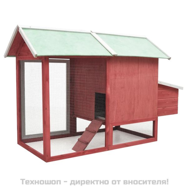 Клетка за пилета, червена, 170x81x110 см, чам и ела масив