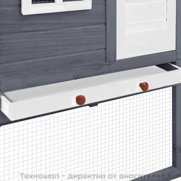 Птичарник с места за гнездене, сиво и бяло, масивен чам