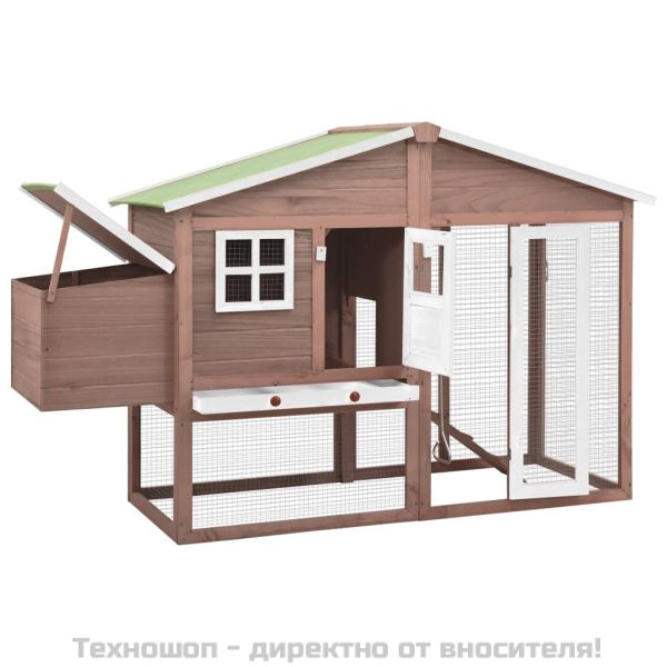 Птичарник с места за гнездене, мока и бяло, масивен чам