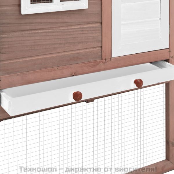 Птичарник с места за гнездене, мока и бяло, масивен чам