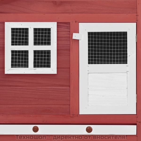 Птичарник с места за гнездене, червено и бяло, масивен чам