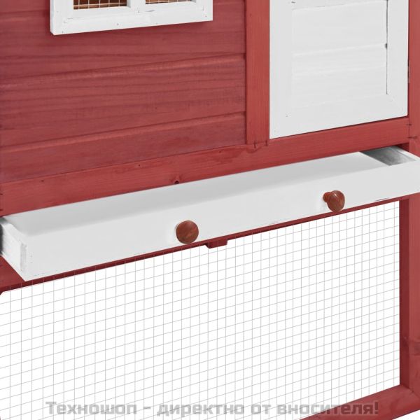 Птичарник с места за гнездене, червено и бяло, масивен чам