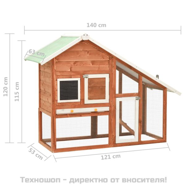 Клетка за зайци, 140x63x120 см, чам масив