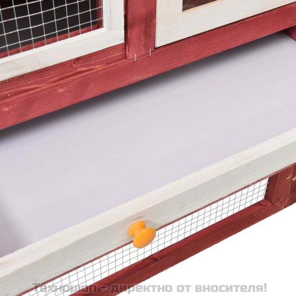 Клетка за зайци, червено и бяло, 140x63x120 см, чам масив