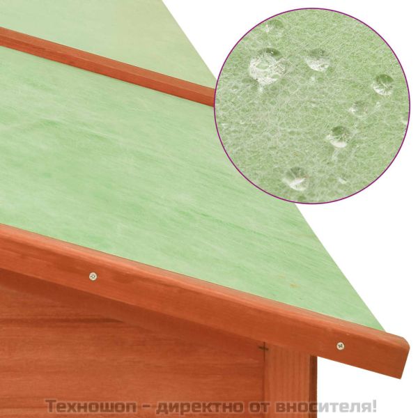 Външна клетка за зайци с пътечка, кафява, чам масив