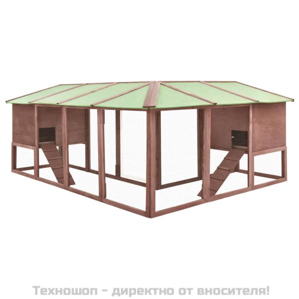 Външна клетка за зайци с пътечка, мока и бяло, чам масив