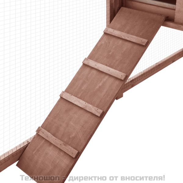 Външна клетка за зайци с пътечка, мока и бяло, чам масив