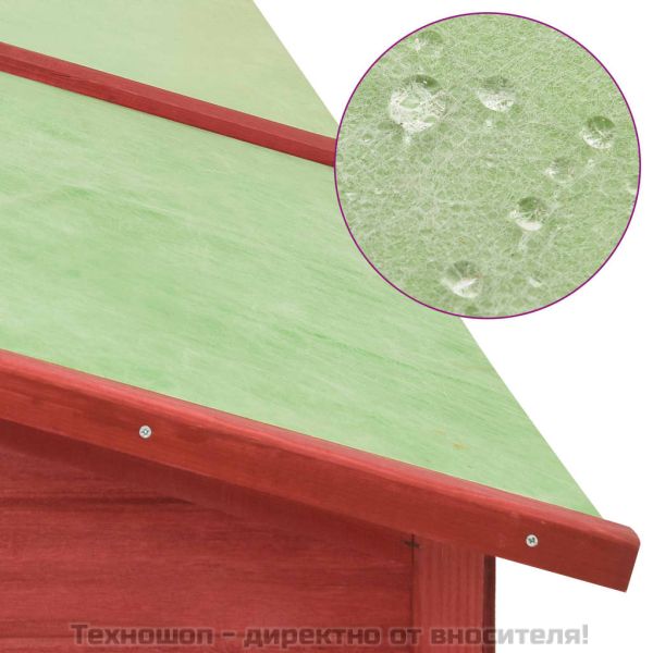 Външна клетка за зайци с пътечка, червено и бяло, чам масив