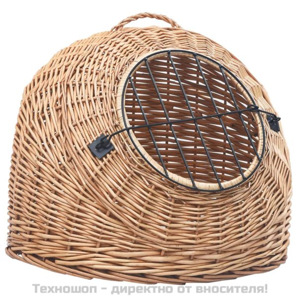 Транспортен кош за котки, 50x42x40 см, естествена върба