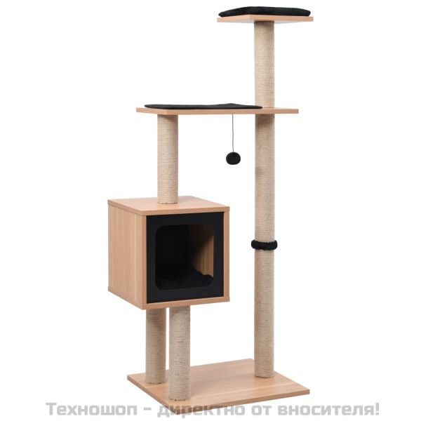 Котешко дърво със сизалени стълбове, подложка, 123 см