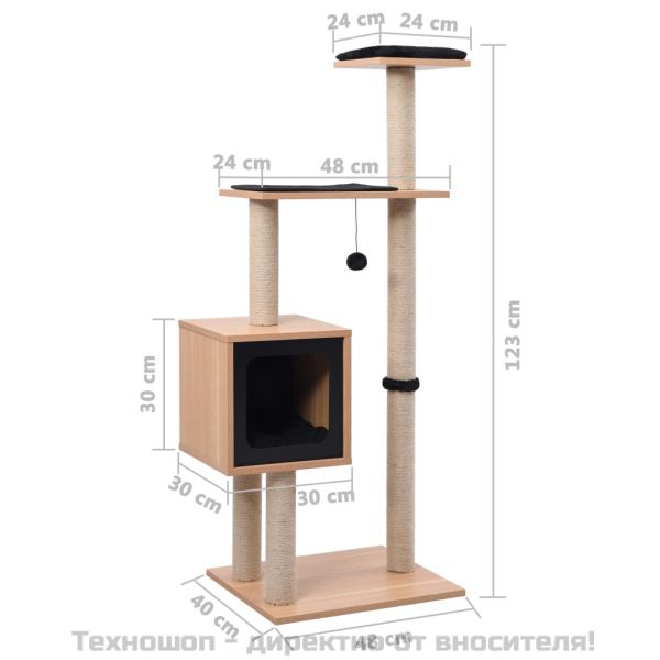 Котешко дърво със сизалени стълбове, подложка, 123 см