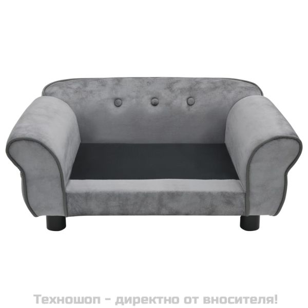 Диван за кучета, сив, 72x45x30 см, плюш