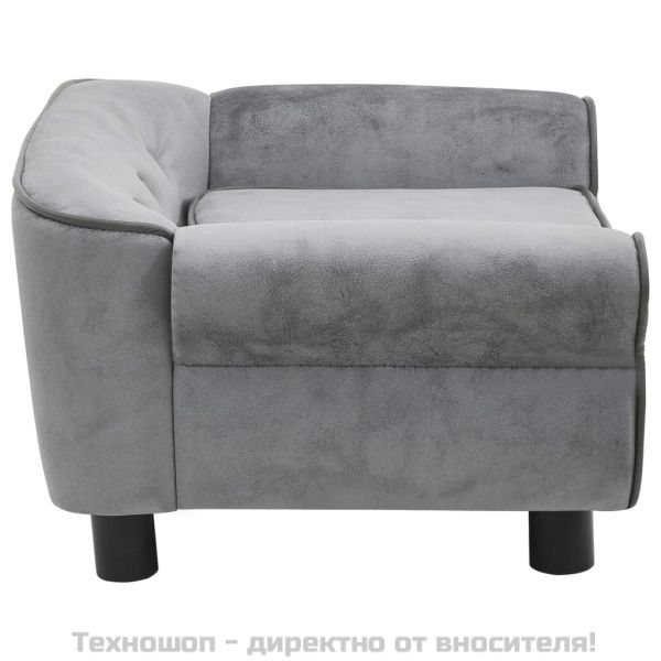 Диван за кучета, сив, 72x45x30 см, плюш