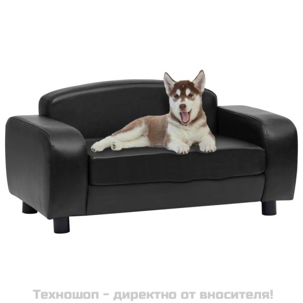 Кучешки диван, черен, 80x50x40 см, изкуствена кожа